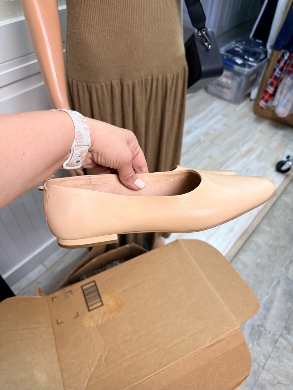 Franco Sarto Beige Leather Slip-On Ballet Flat NWOT